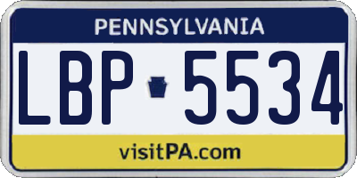 PA license plate LBP5534