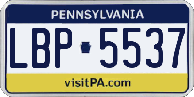 PA license plate LBP5537