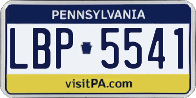 PA license plate LBP5541