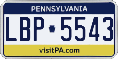 PA license plate LBP5543