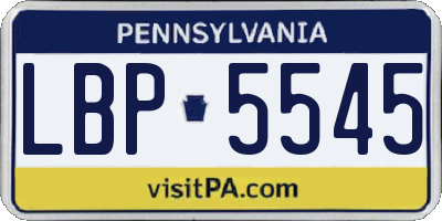 PA license plate LBP5545