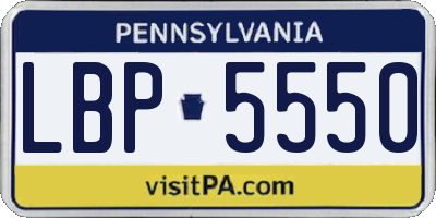 PA license plate LBP5550