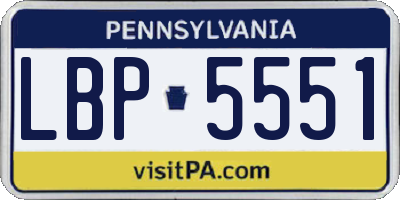 PA license plate LBP5551