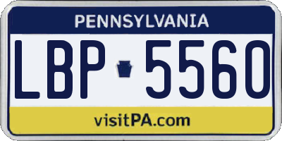 PA license plate LBP5560