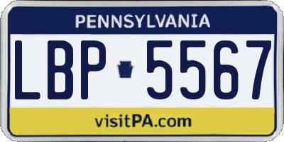 PA license plate LBP5567
