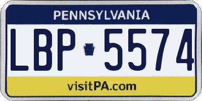 PA license plate LBP5574