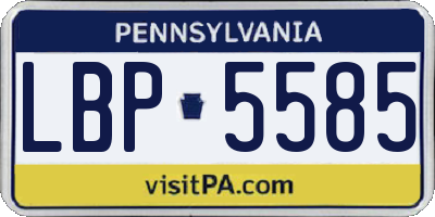 PA license plate LBP5585