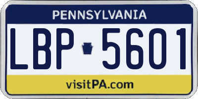 PA license plate LBP5601