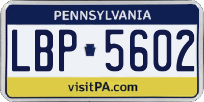 PA license plate LBP5602