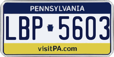 PA license plate LBP5603