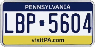 PA license plate LBP5604