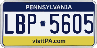 PA license plate LBP5605