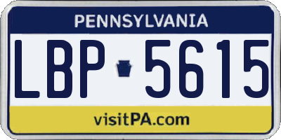 PA license plate LBP5615