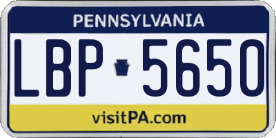 PA license plate LBP5650