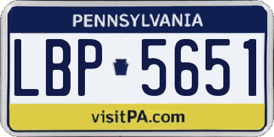 PA license plate LBP5651