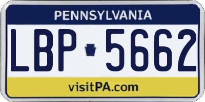 PA license plate LBP5662