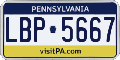 PA license plate LBP5667