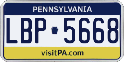 PA license plate LBP5668