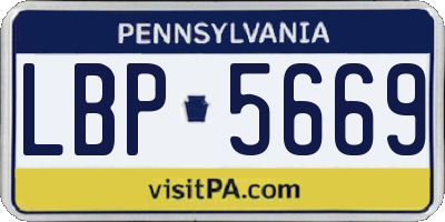 PA license plate LBP5669