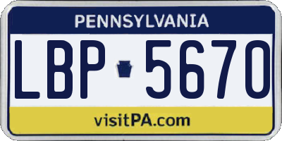 PA license plate LBP5670