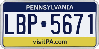 PA license plate LBP5671