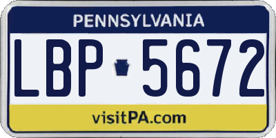 PA license plate LBP5672
