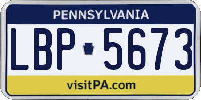 PA license plate LBP5673