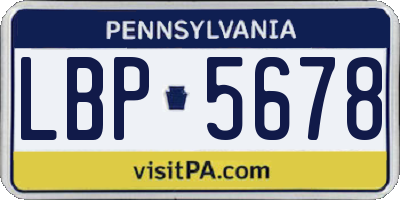 PA license plate LBP5678