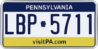 PA license plate LBP5711