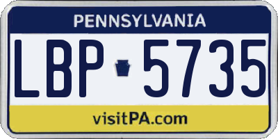 PA license plate LBP5735