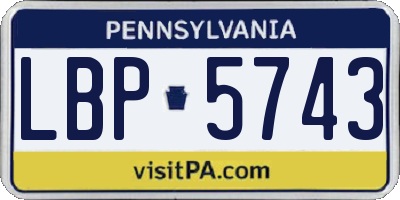 PA license plate LBP5743