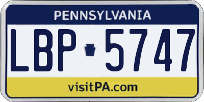 PA license plate LBP5747