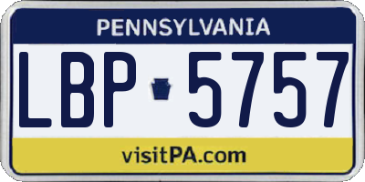 PA license plate LBP5757