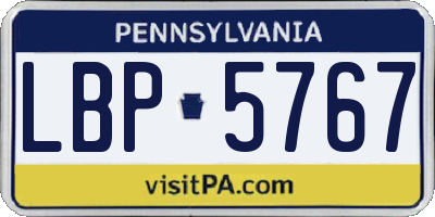PA license plate LBP5767