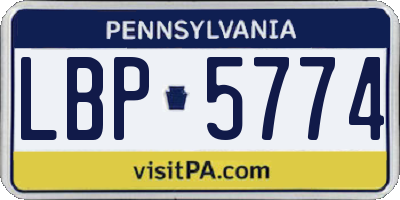 PA license plate LBP5774