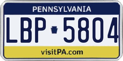 PA license plate LBP5804