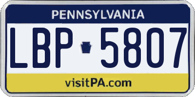 PA license plate LBP5807