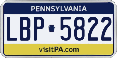 PA license plate LBP5822