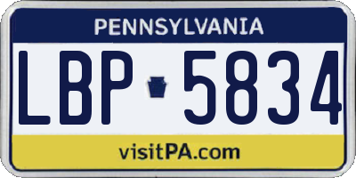PA license plate LBP5834