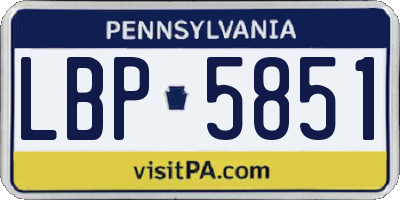 PA license plate LBP5851