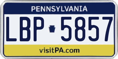 PA license plate LBP5857