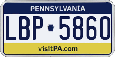 PA license plate LBP5860