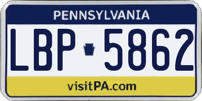 PA license plate LBP5862