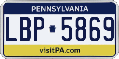 PA license plate LBP5869