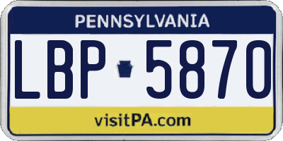PA license plate LBP5870
