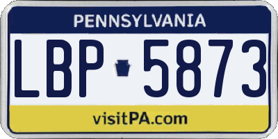 PA license plate LBP5873
