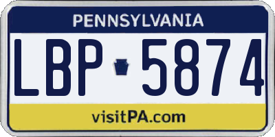 PA license plate LBP5874