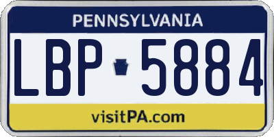 PA license plate LBP5884