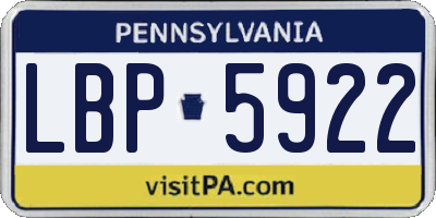 PA license plate LBP5922