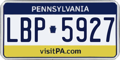 PA license plate LBP5927